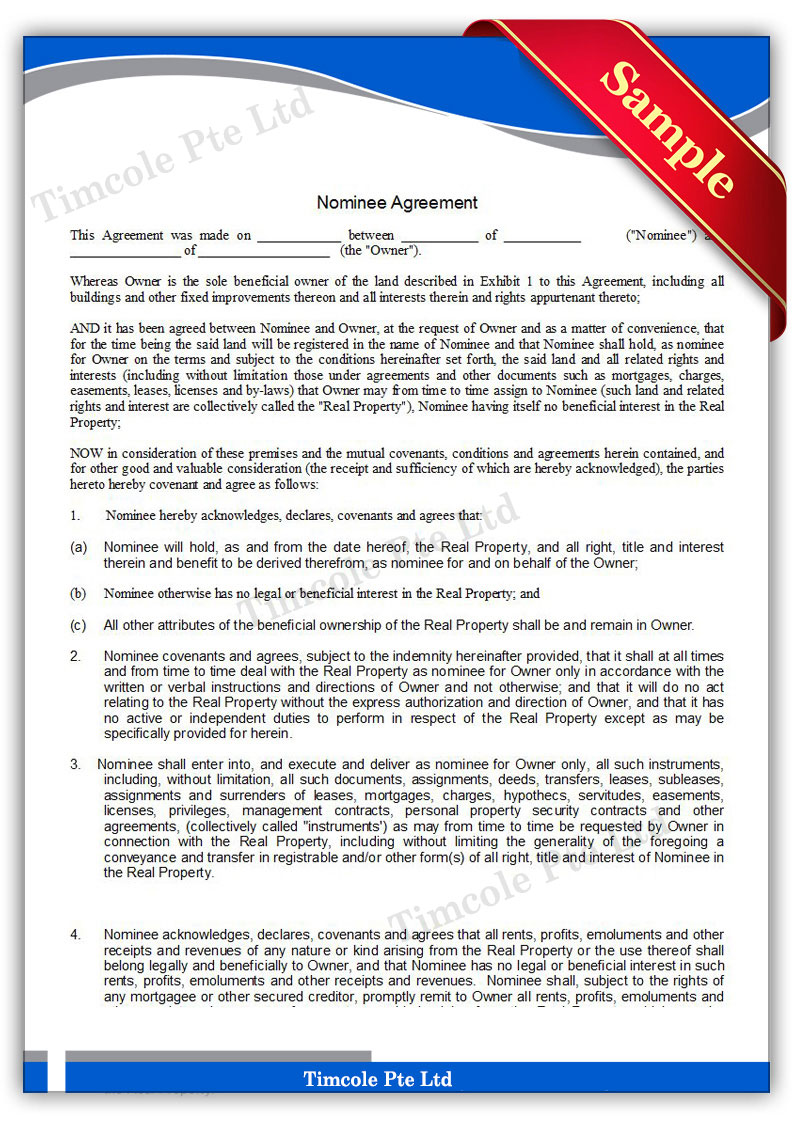 Appointing a Nominee Shareholder - Timcole Accounting With nominee shareholder agreement template